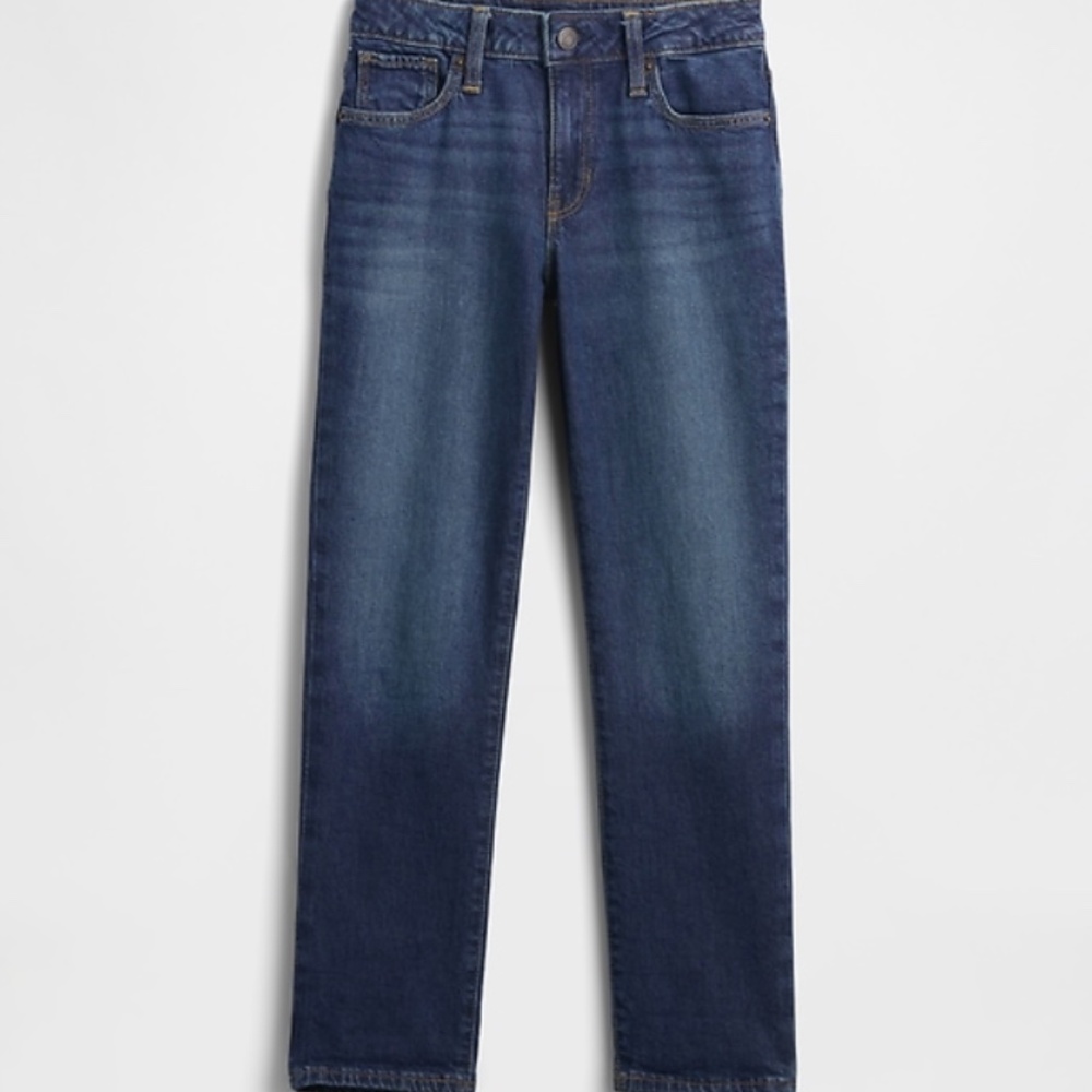 2 PAIRS THE GAP KIDS GIRLS  MID RISE GIRLFRIEND JEANS DARK WASH SIZE 14